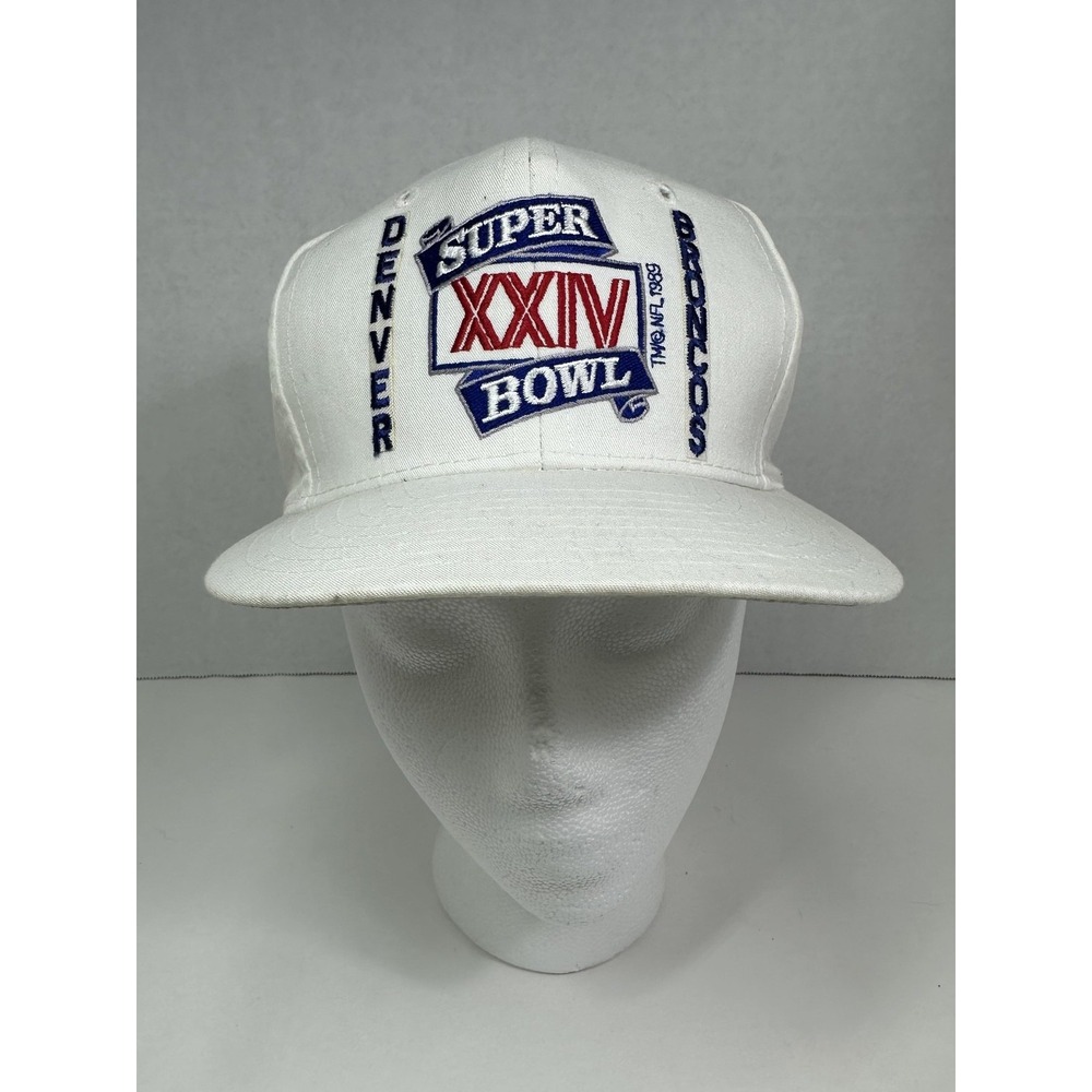 Vintage Denver Broncos Hat Cap Snap Back White Super Bowl XXIV NFL Football 90s